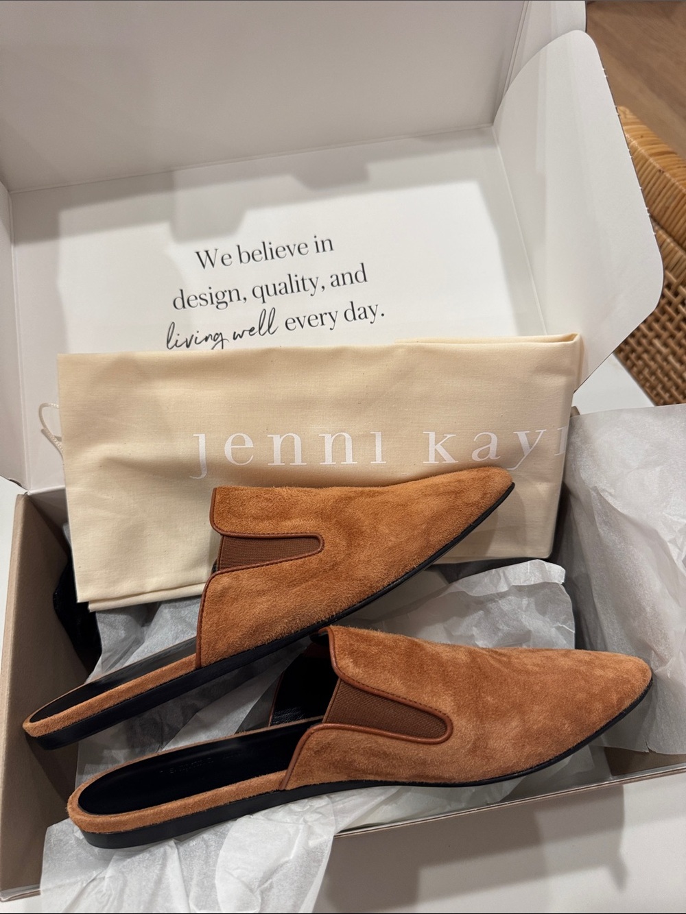 Jenni Kayne Suede Mule Saddle Pointed-Toe Mules in Brown EU 39 NEW